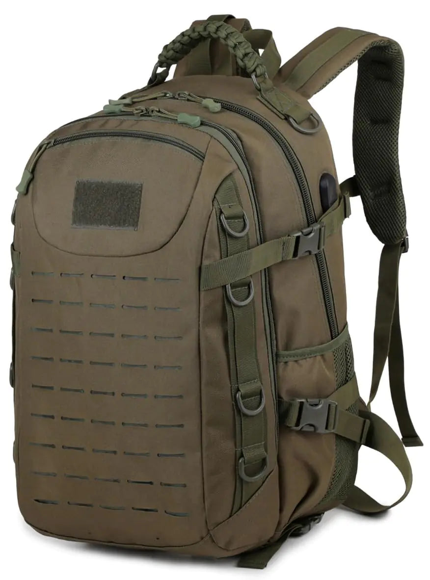 ORILOOSEN Heavy duty zipper tactical backpack Outdoor Tactical Backpack Nylon canvas (army green)